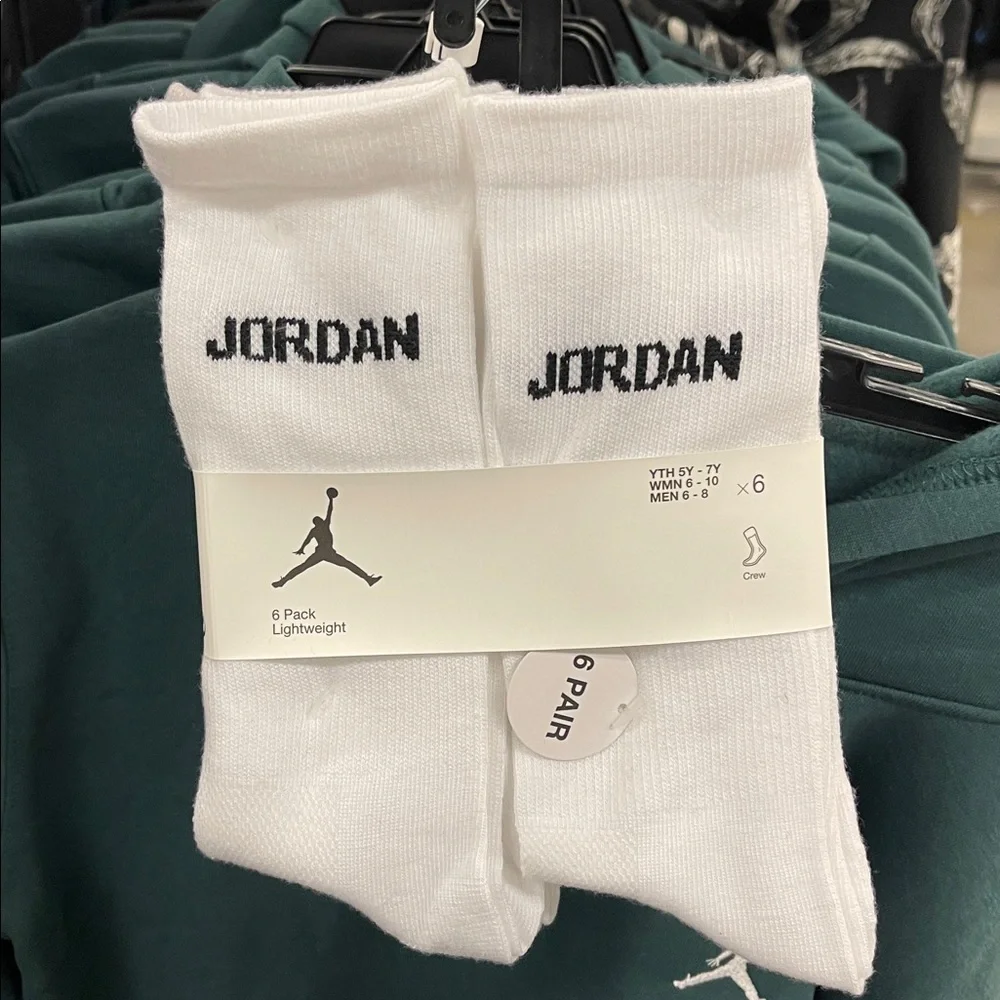 Jordan White Crew Socks 6-Pack JORDAN JUMPMAN CREW Socks  6PK